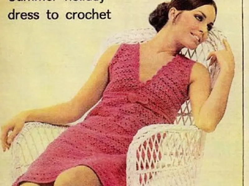 Cotton thread crochet holiday dress on a model