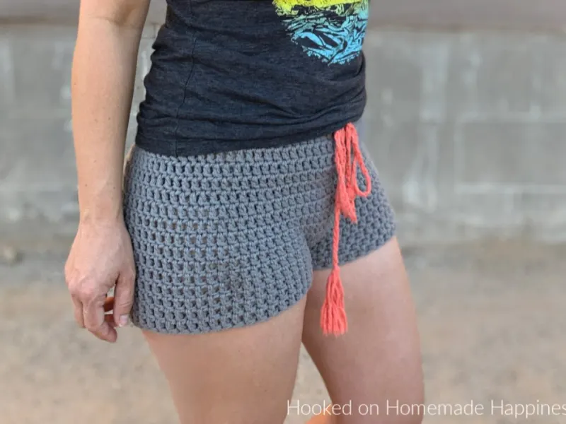 Crochet summer shorts worked in worsted weight yarn