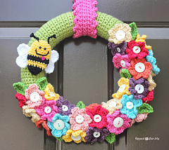 Spring floral crochet wreath PDF crochet pattern instant download