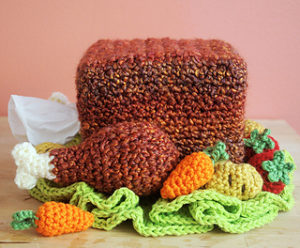 Turkey Tissue Box Cozy with Roasted Veggies-Crochet Turkey Patterns