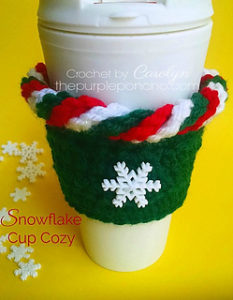 Free Easy Crochet Patterns for Christmas Themed Cup Cozy