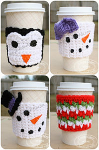 Free Easy Crochet Patterns for Christmas Themed Cup Cozy