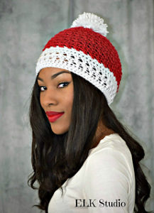 Crochet Peppermint Christmas Beanie