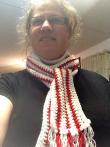 Crochet Peppermint Christmas Scarf