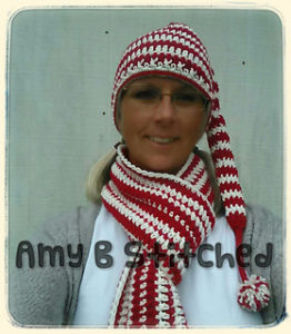 Crochet Peppermint Christmas Scarf Beanie