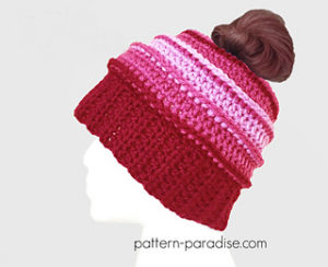 Messy Bun Hat Free Crochet Patterns