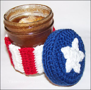 Free Crochet Patterns For American Flag Can Cozy, Mug Cozy, Bottle Cozy, Jar Cozy