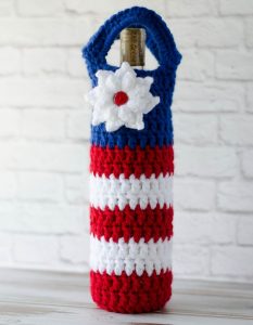 Free Crochet Patterns For American Flag Can Cozy, Mug Cozy, Bottle Cozy, Jar Cozy