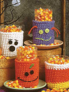 Free Crochet Patterns for Halloween Cup Cozy, Mug Cozy, Jar Cozy