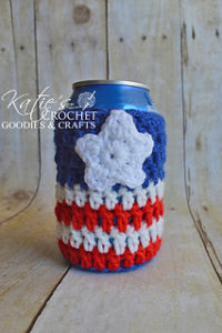 Free Crochet Patterns For American Flag Can Cozy, Mug Cozy, Bottle Cozy, Jar Cozy