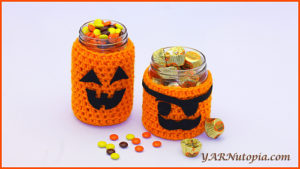 Free Crochet Patterns for Halloween Cup Cozy, Mug Cozy, Jar Cozy