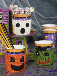 Free Crochet Patterns for Halloween Cup Cozy, Mug Cozy, Jar Cozy