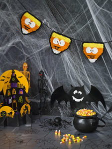 Free Crochet Patterns for a Halloween Banner in Candy Corn Style