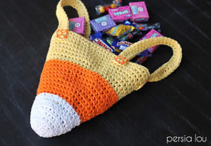 Free Crochet Patterns for Candy Corn Halloween Trick or Treat Bags