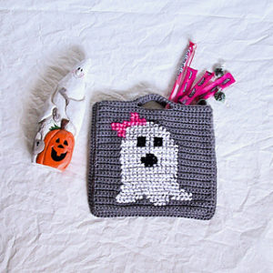 Free Crochet Patterns for Ghost Halloween Trick or Treat Bags