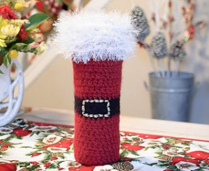 Free Crochet Patterns for Christmas Wine Bag, Carrier & Cozy