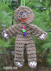 Gratis Hekle Mønstre For Gingerbread Man Ornamenter 