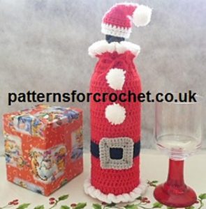 Free Crochet Patterns for Christmas Wine Bag, Carrier & Cozy