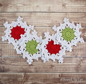 Free Crochet Patterns for Snowflake Christmas Coasters
