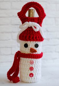 Free Crochet Patterns for Christmas Wine Bag, Carrier & Cozy